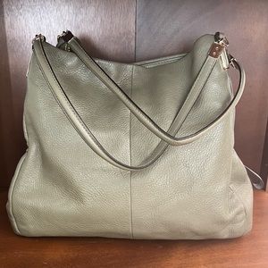 COACH Madison Phoebe Leather Olive Green Gold Shoulder Purse Hobo Bag 24621